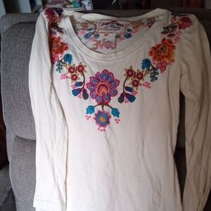 Love White Floral Embroidered Top